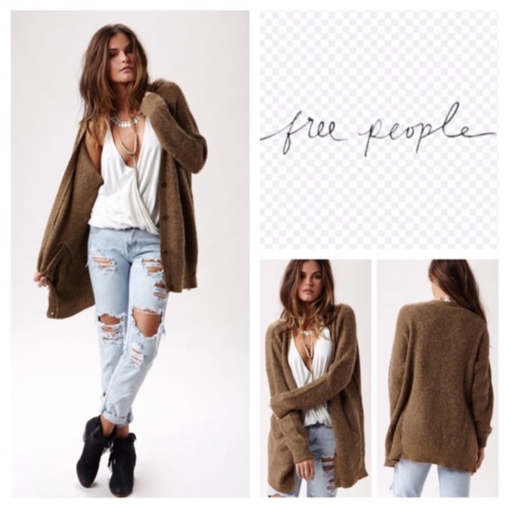 Free People Cloudy Day Oversized Longline Alpaca Mohair Blend Cardigan
